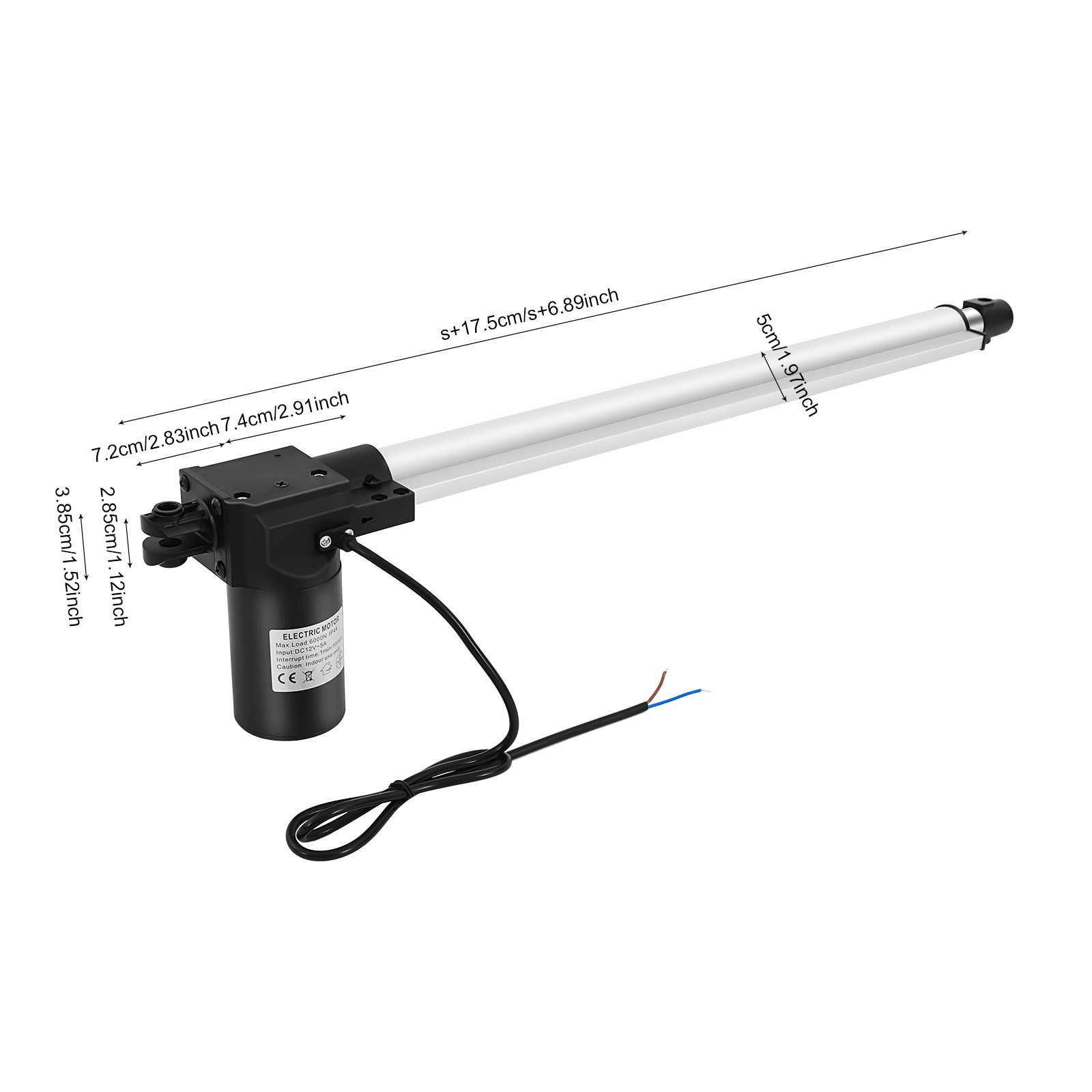 6000N Electric Linear Actuator, 500mm Stroke Linear Actuator with 12V DC Motor
