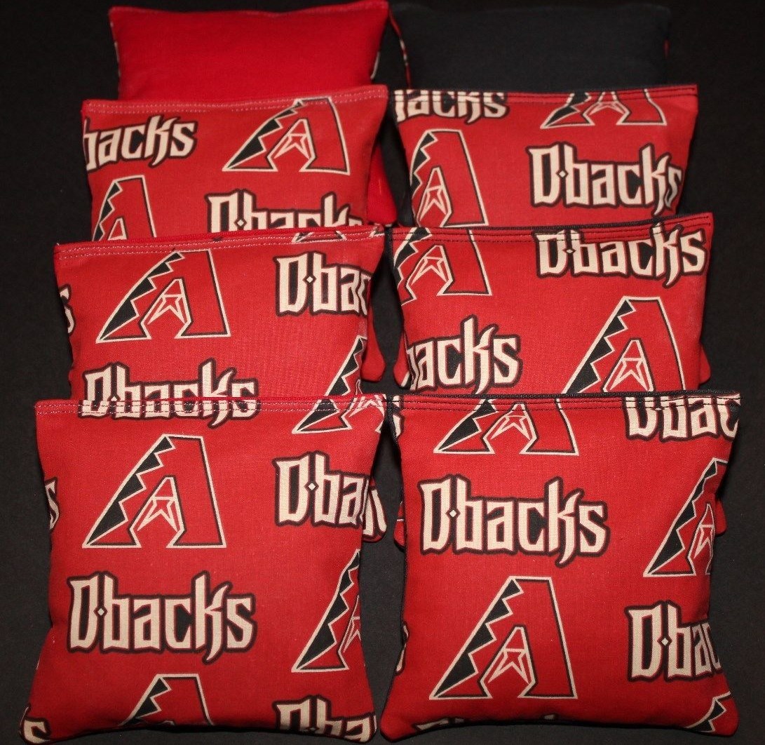 8 CORNHOLE BEANBAGS made w ARIZONA Diamondbacks Fabric ACA Reg Bags, Top Quality