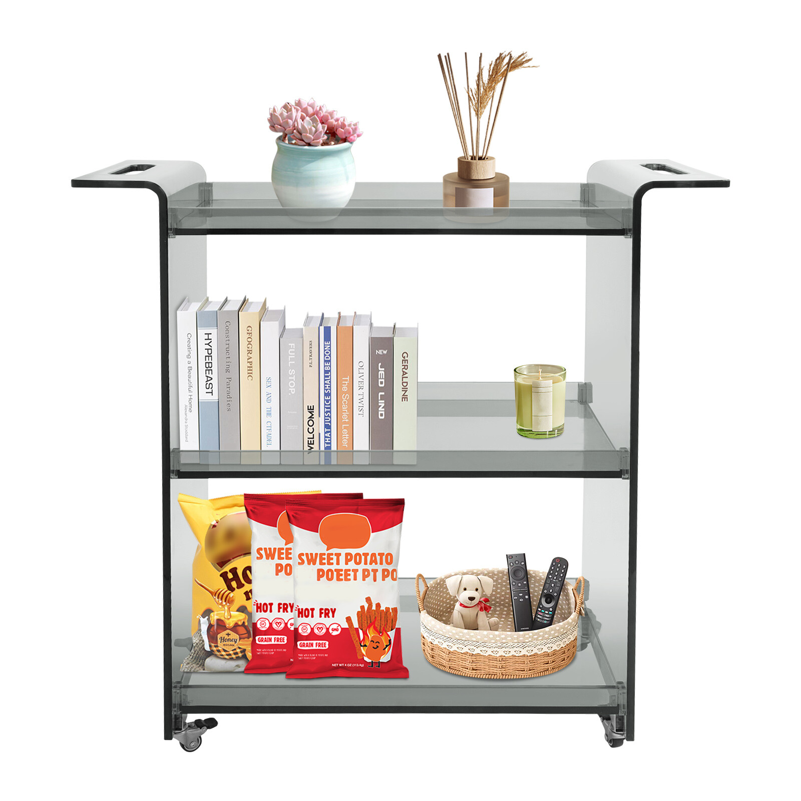 PC Cart with Wheels, Rolling Serving Cart, Mobile PC Rolling Cart