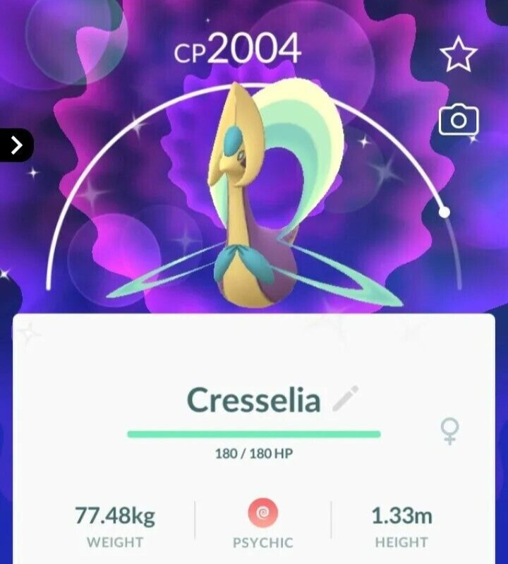 ✨ Shiny Cresselia -  P T C - 80k stardust  - Description