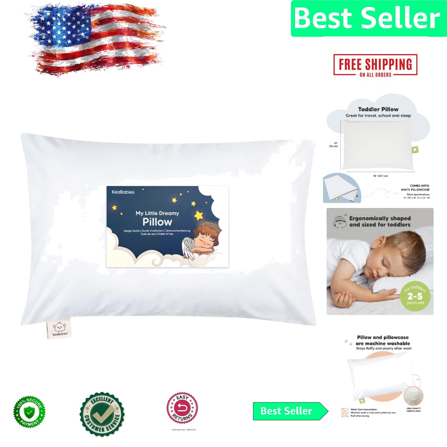 Cozy 13x18 Kids Travel Pillow - Organic Cotton, Perfect for Naps & Sleepovers