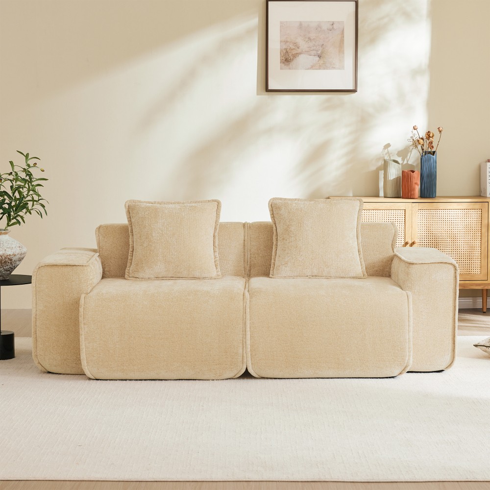 Harrison Velvet Sofa Light Camel, Modular Sectional w/No Assembly