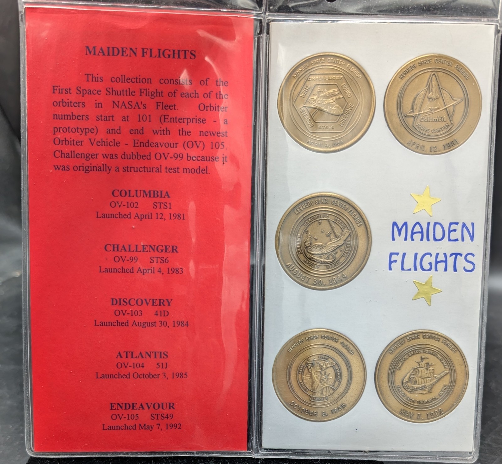 Maiden Flight Series Space Shuttle Solid Bronze Collectable Coin Set NASA