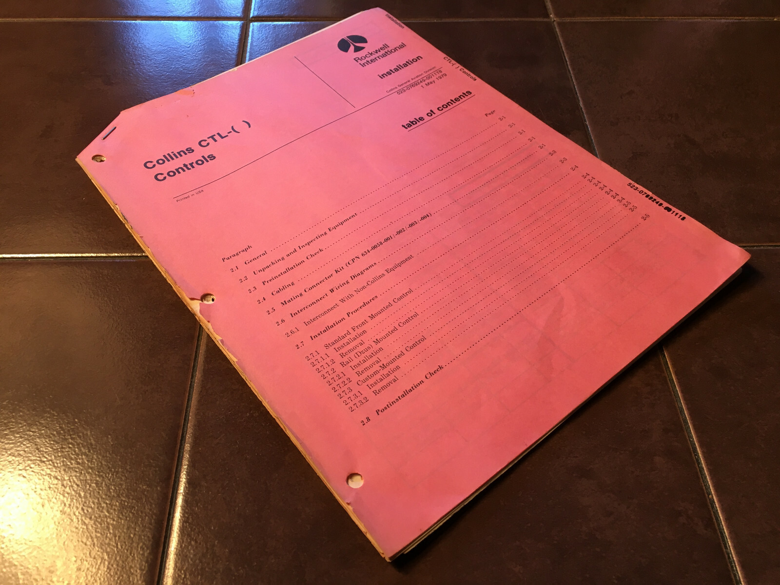 Collins CTL- Series CTL 20, CTL-30, CTL-60 , CTL-90 Controls Install Manual