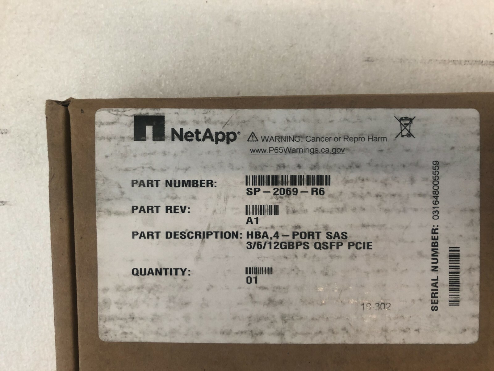 New Netapp X2069-R6 HBA 4 x SAS 12gbps 3/6/12Gbps QSFP PCIe 111-02026 SP-2069-R6