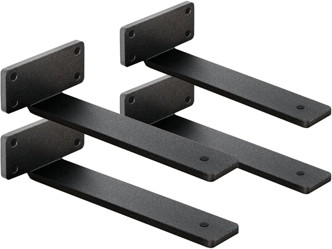 4 Pack Shelf Brackets 12 Inch Floating Shelf Bracket 1/5 Inch Thick Heavy Duty H