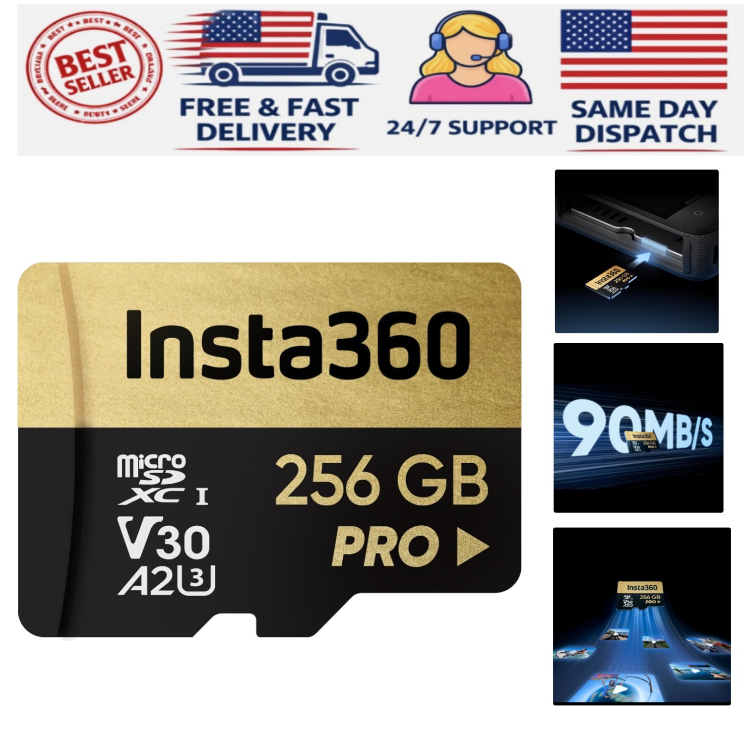 Luxury 256GB PRO microSDXC Card - UHS-I & A2 with Fast 90MB/s Data Transfer