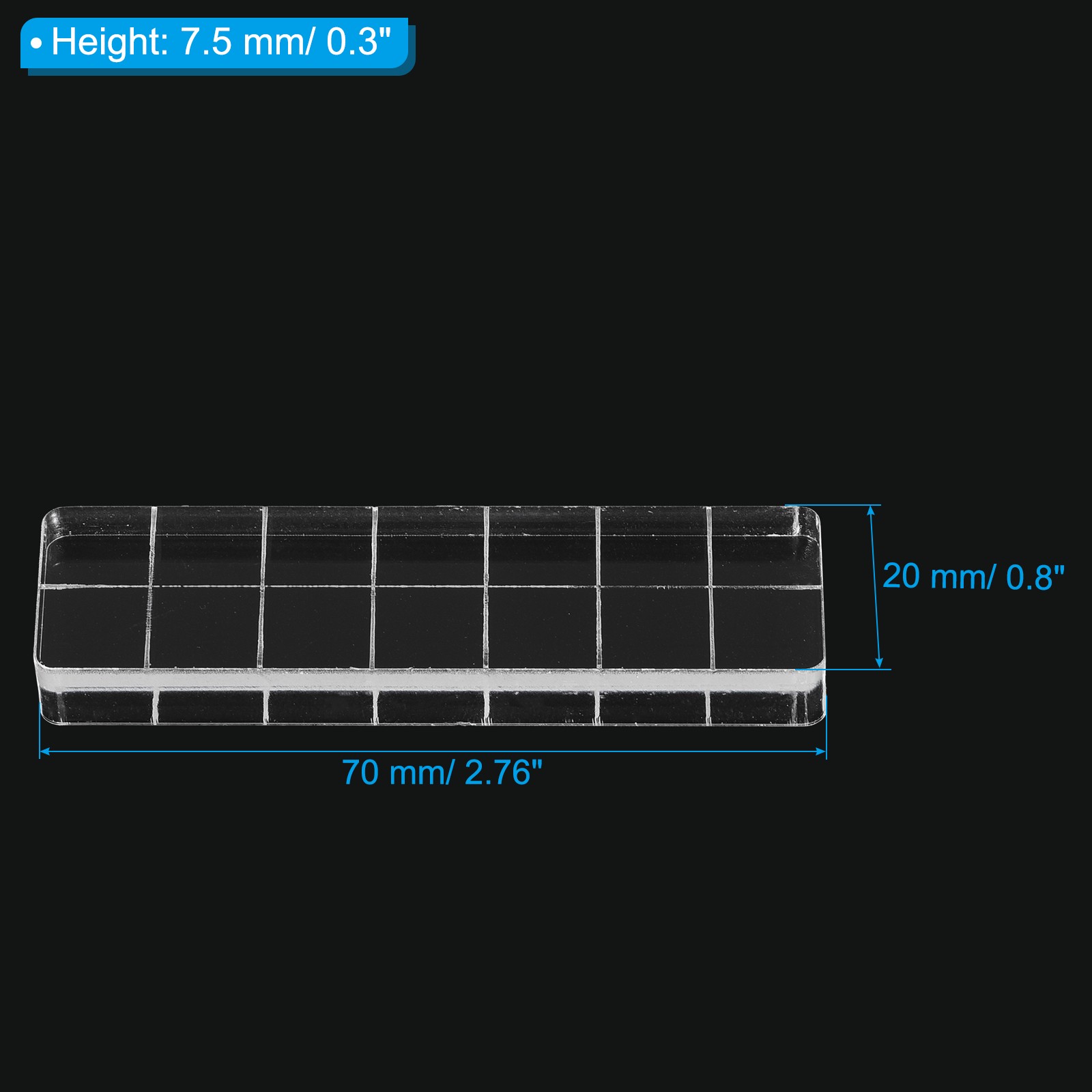 Acrylic Stamp Block, 5 Pack Rectangle Shape with Grid Lines, 2.76" x 0.8"