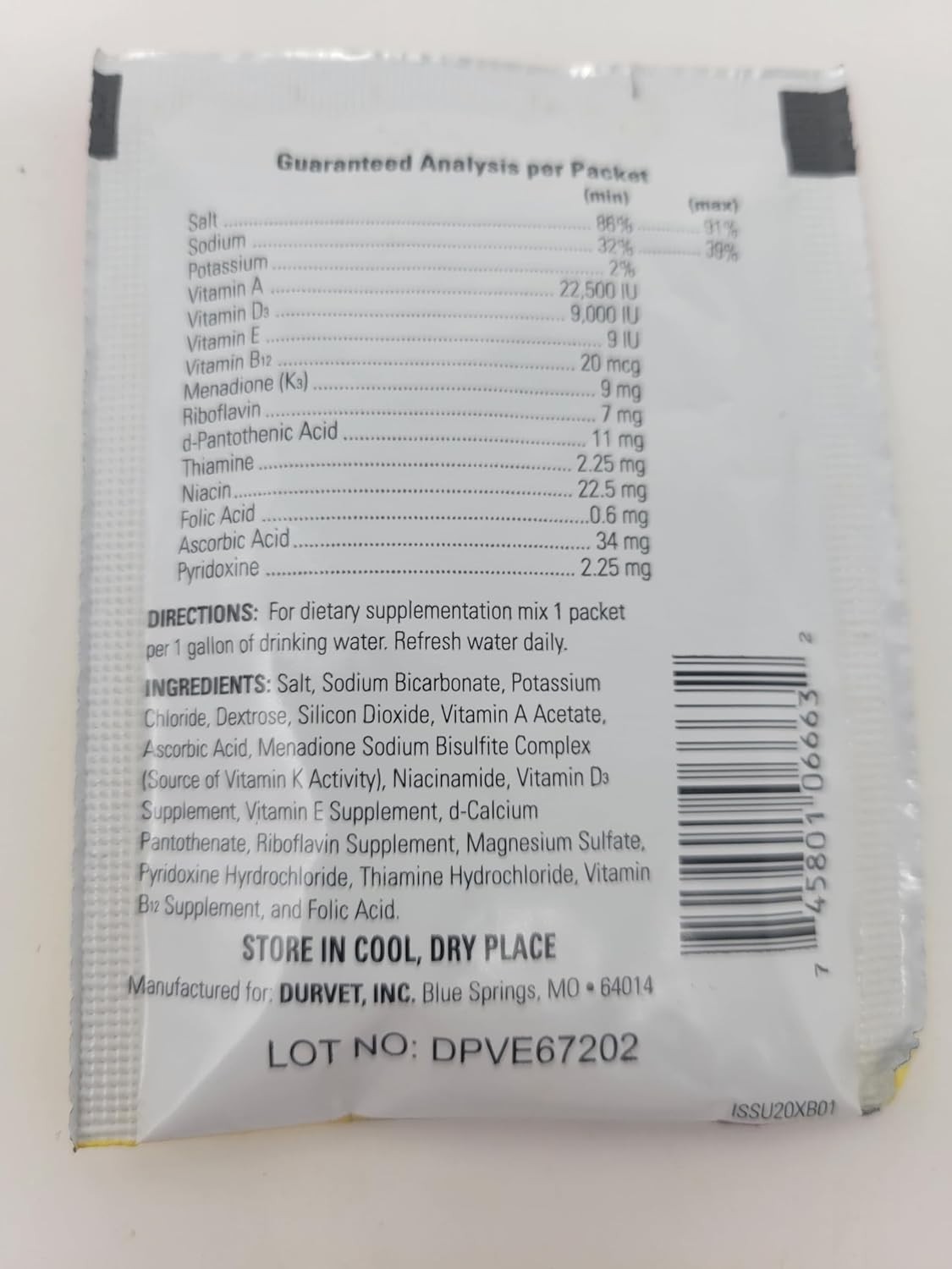 Vitamins & Electrolytes for Poultry 5 Gram 3 Pack Makes 3 Gallons