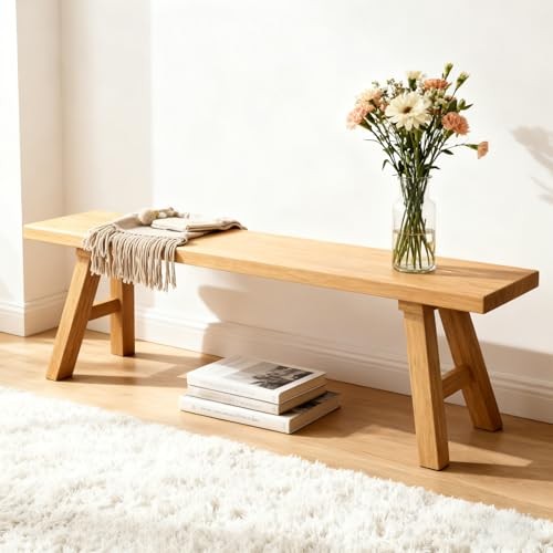 Solid Wood Entryway Bench - 39.3" Rustic Farmhouse 39.3*10.2*17.7in/100*26*45cm