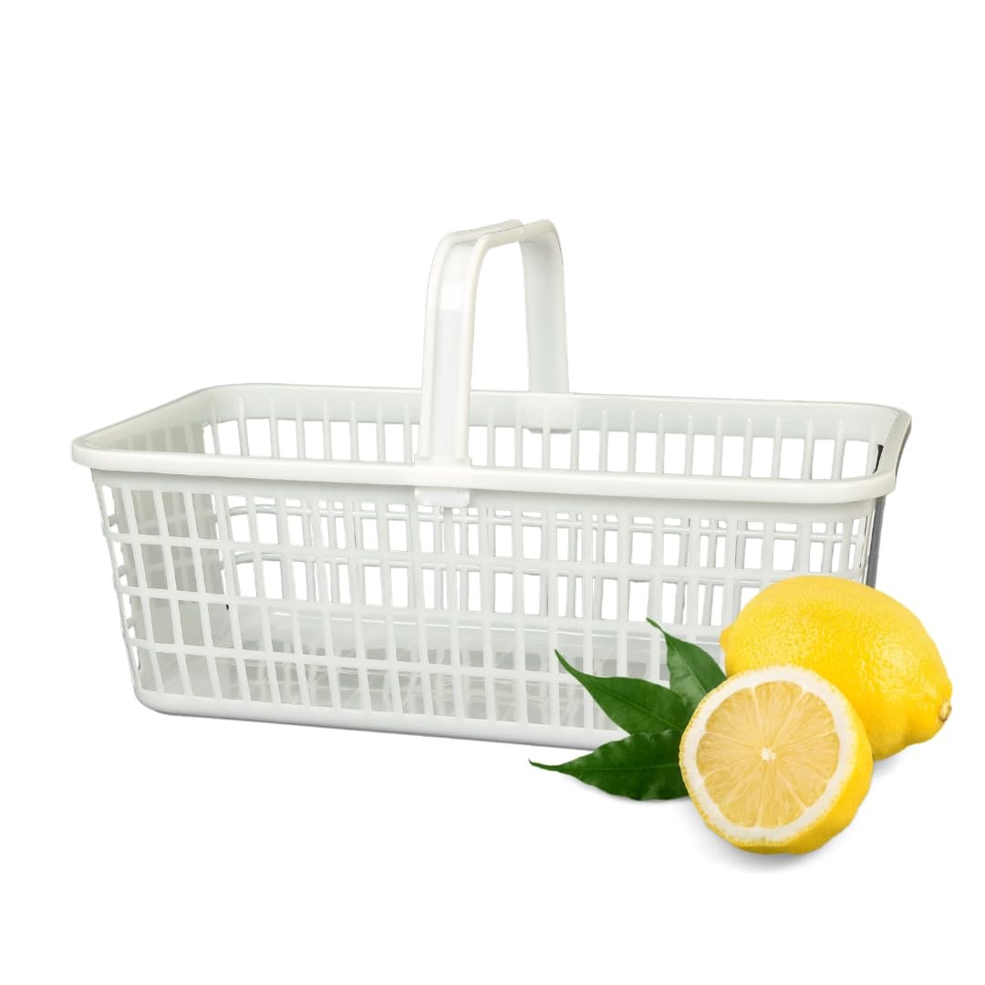 6 Pack – 4 Quart/Half Peck White Plastic Garden Basket for Gathering Vegetabl...