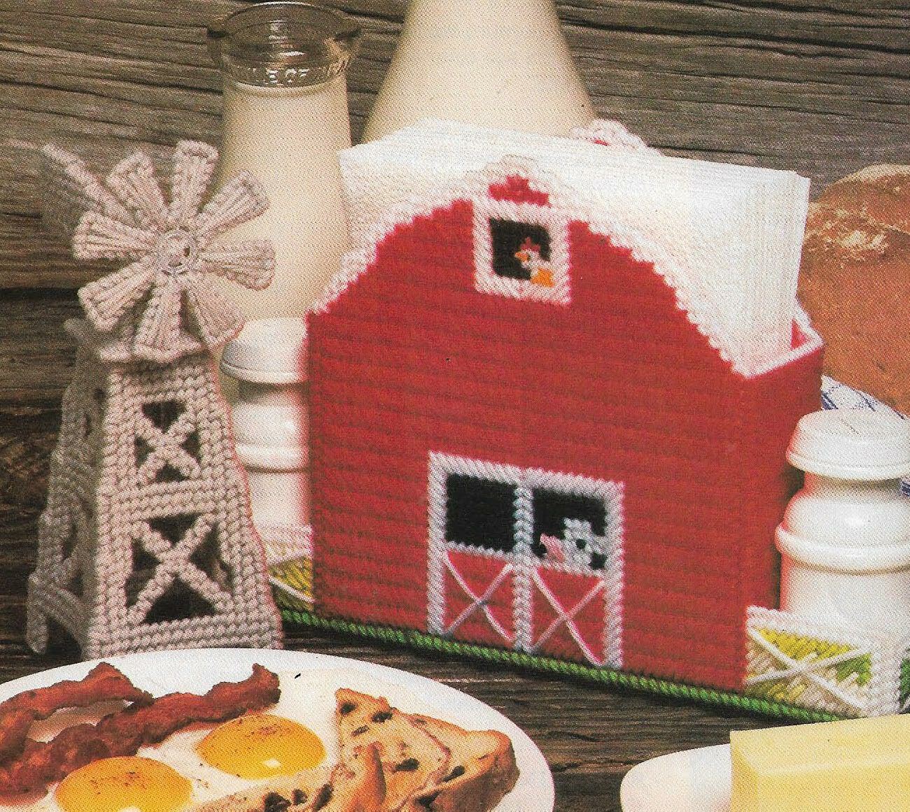 COUNTRY MORNING WINDMILL BARN NAPKIN HOLDER PLASTIC CANVAS PATTERN INSTRUCTIONS