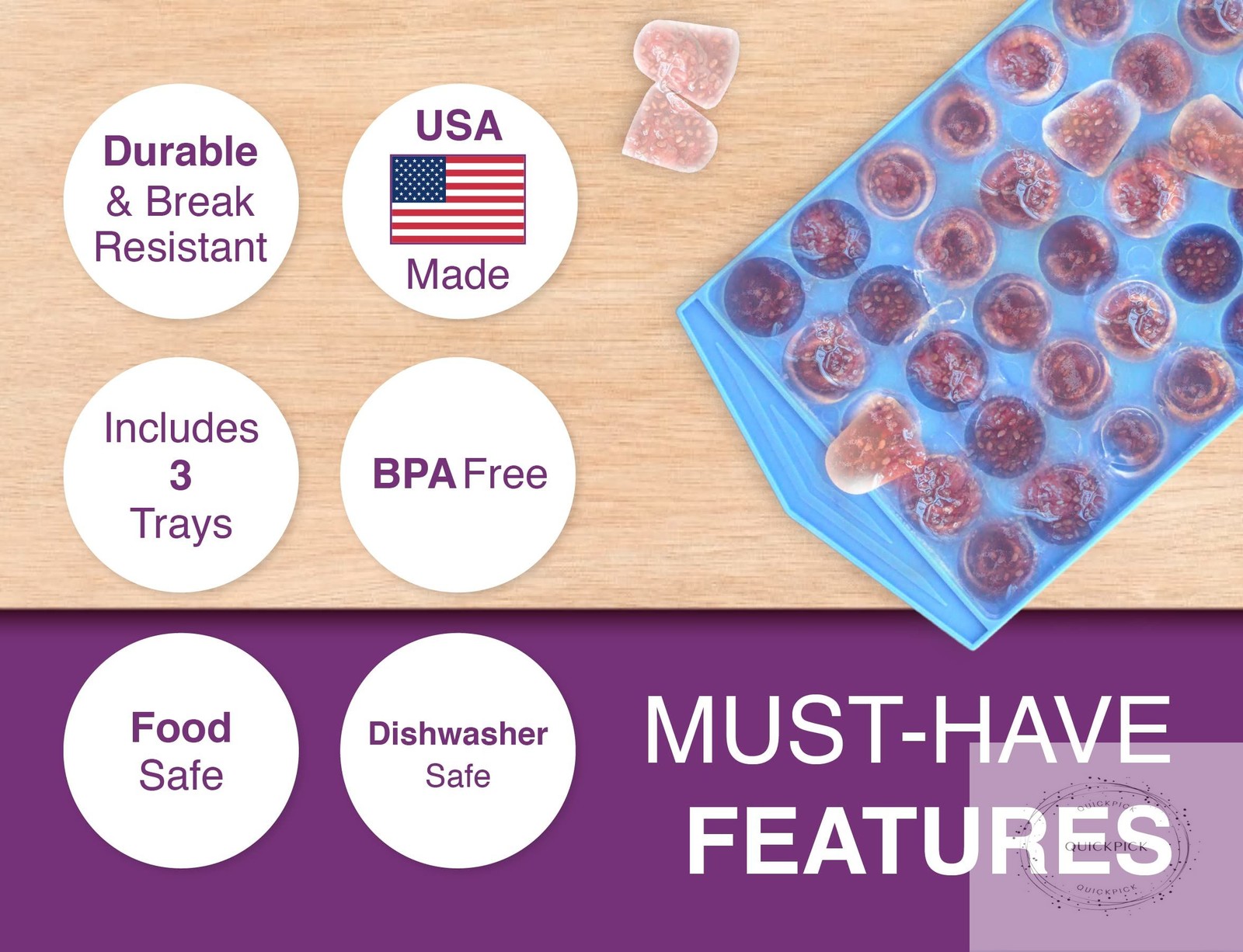Arrow Mini Ice Cube Trays, 3pk - 60 Mini Spaces Per Tray - Easy to Use Stackable