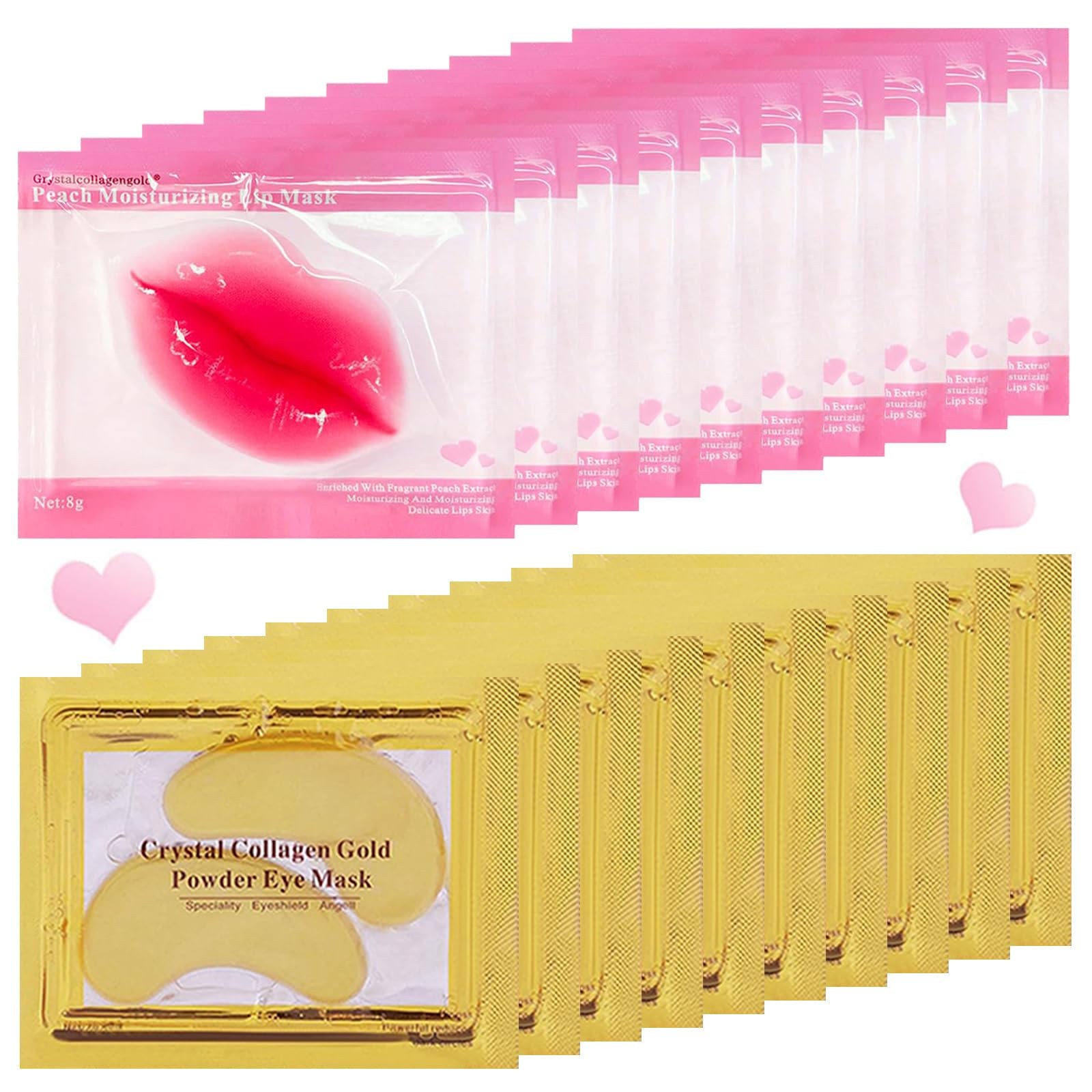 FNOLECY 20 Pairs Lip Mask & Eye Mask, 24K Crystal 1 Fl Oz (Pack of 1), A