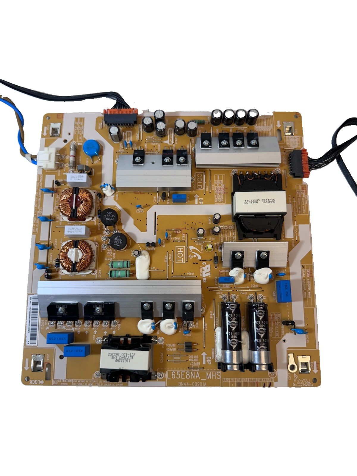 Used Samsung QN65Q8CAM TV Power Supply Board BN44-00901A / L65E8NA_MHS + Cables