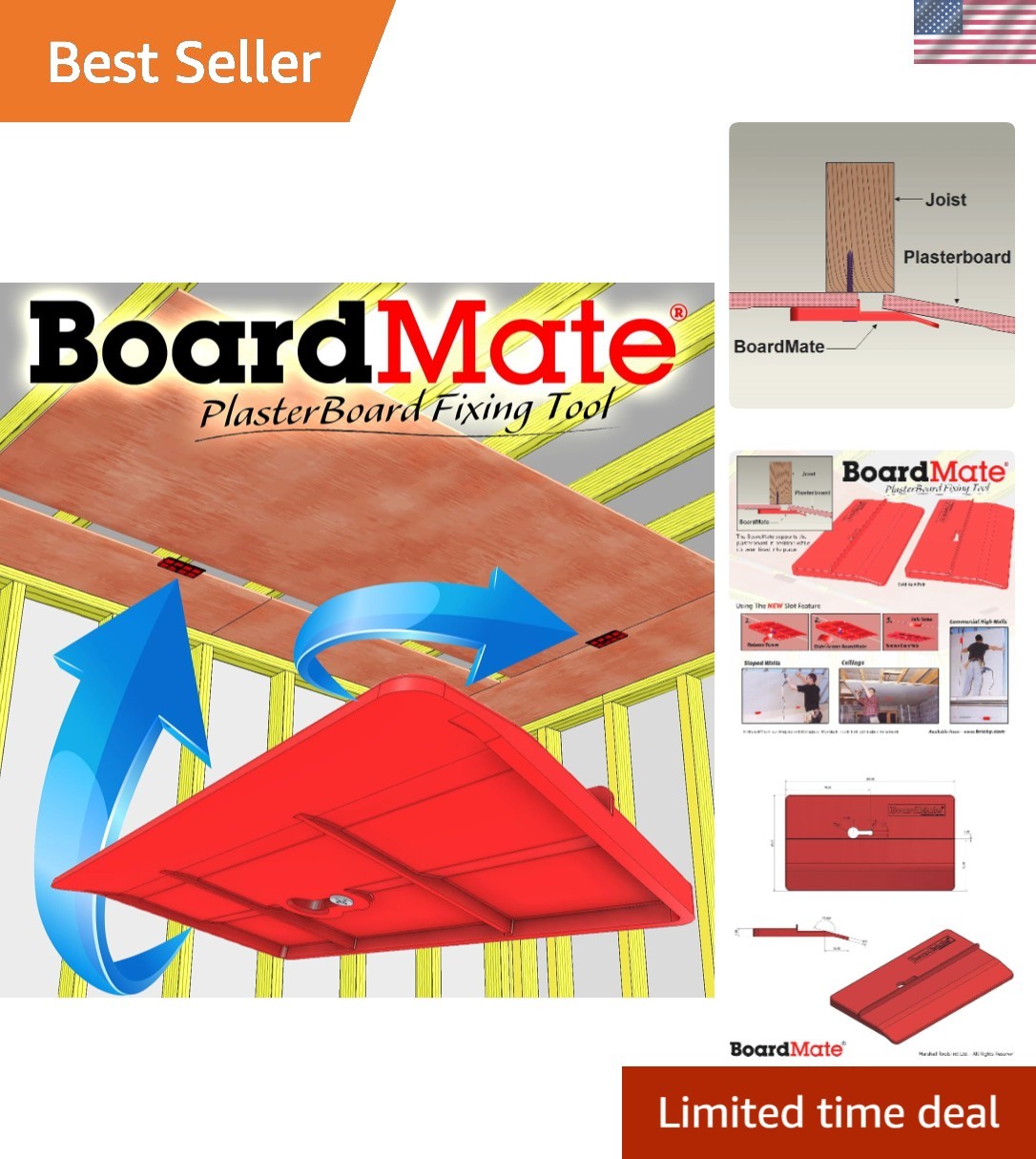 Drywall Fitting Tool Set - 2 Red Acrylic Boardmates for Efficient Installations