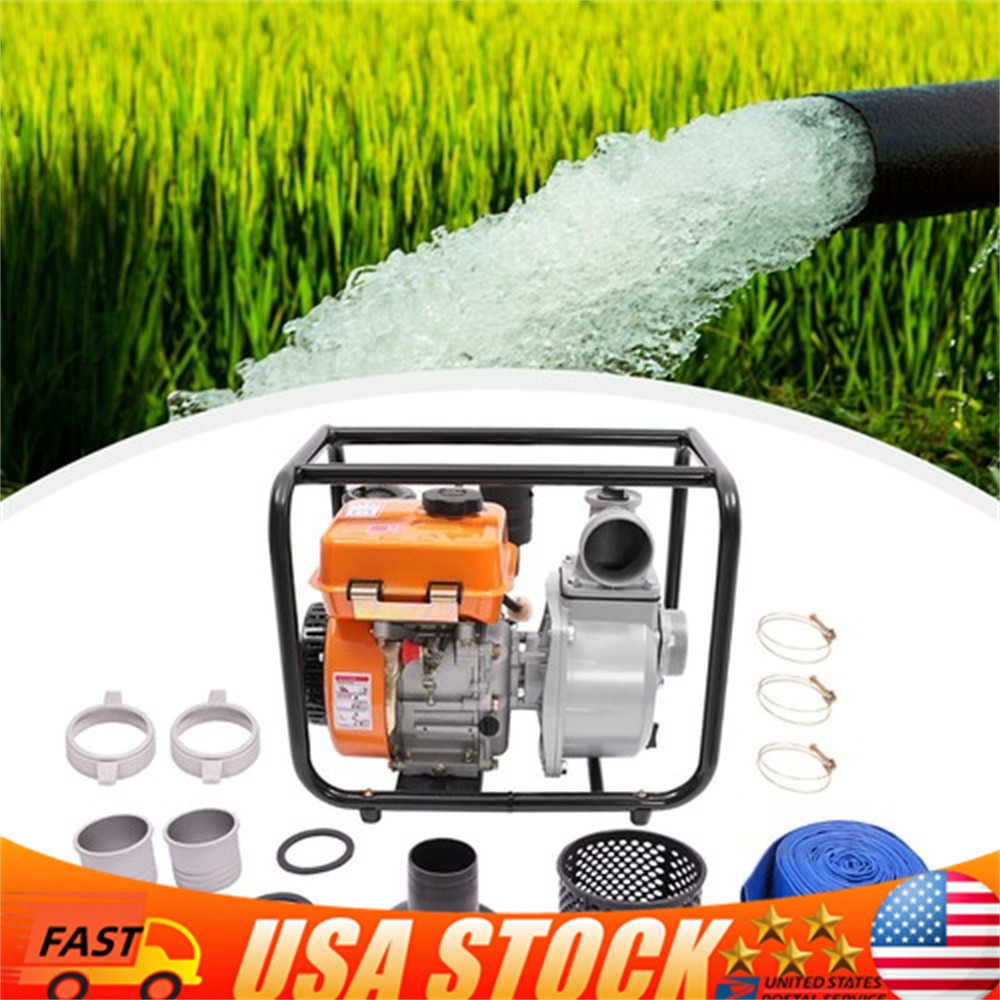 196CC Water Transfer Pump 3" 3HP Diesel Powered Water Pump with 25ft Pipe 40m³/h