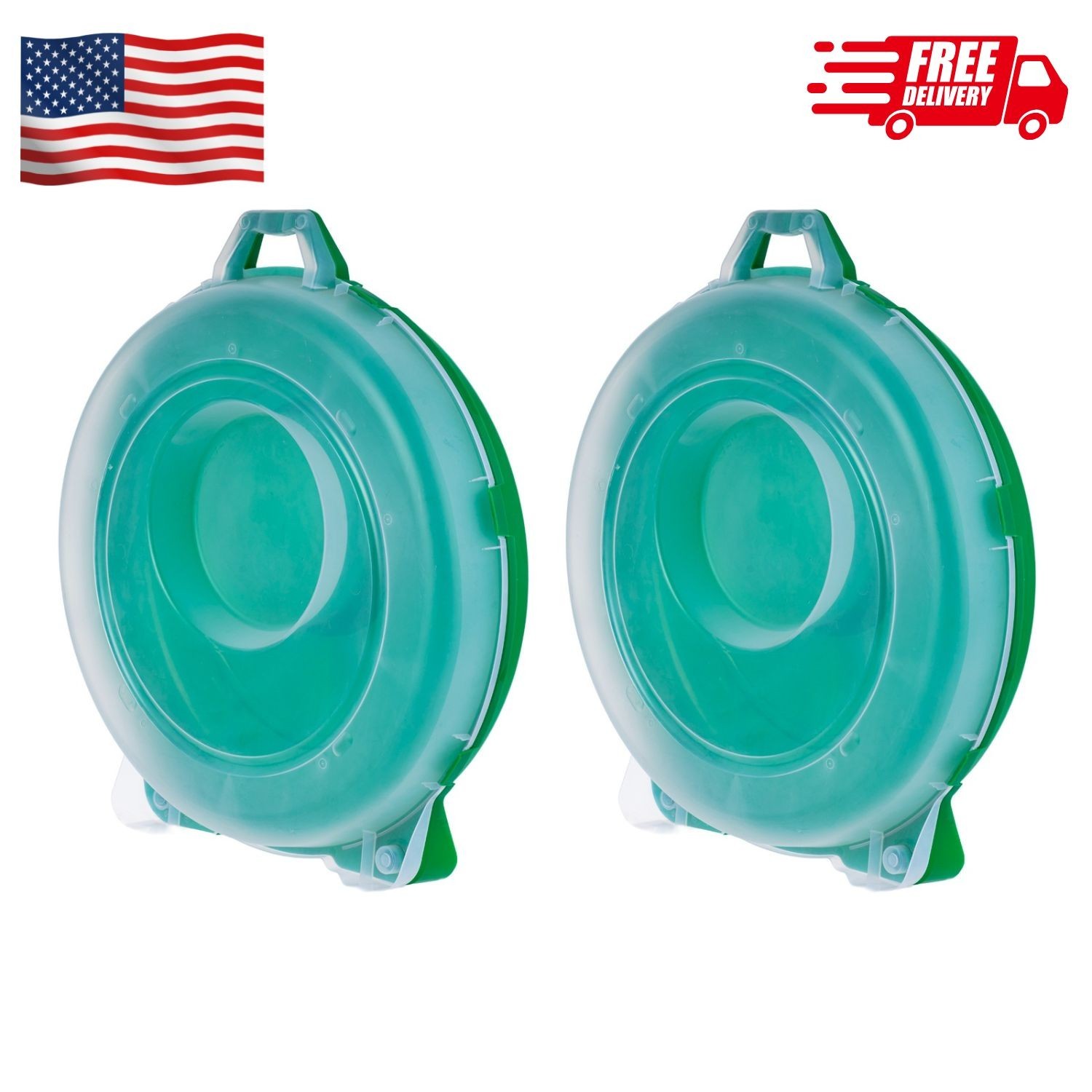 24" Wreath Storage Container with Latches and Handle , Clear-Green, 2 Pk