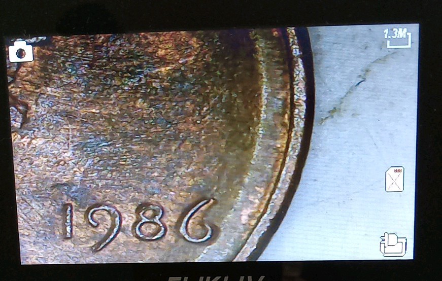 Error 1986 Lincoln Penny- Rim Run - Die Crack