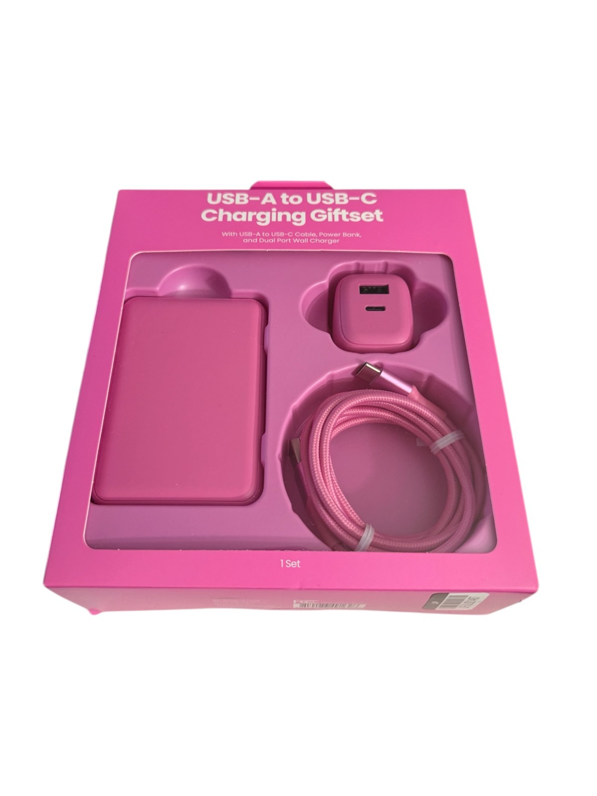 GEMS USB-A to USB-C Charging Gift Set with 5000MmAh Power Bank Cable - Pink