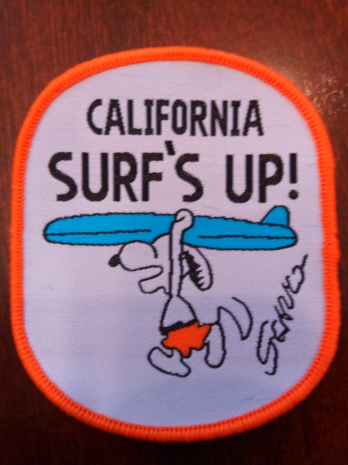 SNOOPY CALIFORNIA SURF'S UP Sew on patch  3" X 2.5"