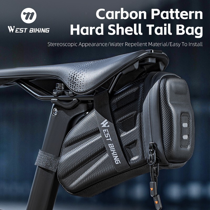 WEST BIKING Bicycle Saddle Bag EVA Carbon Pattern Hard Shell Bike Seat Tail Bag
