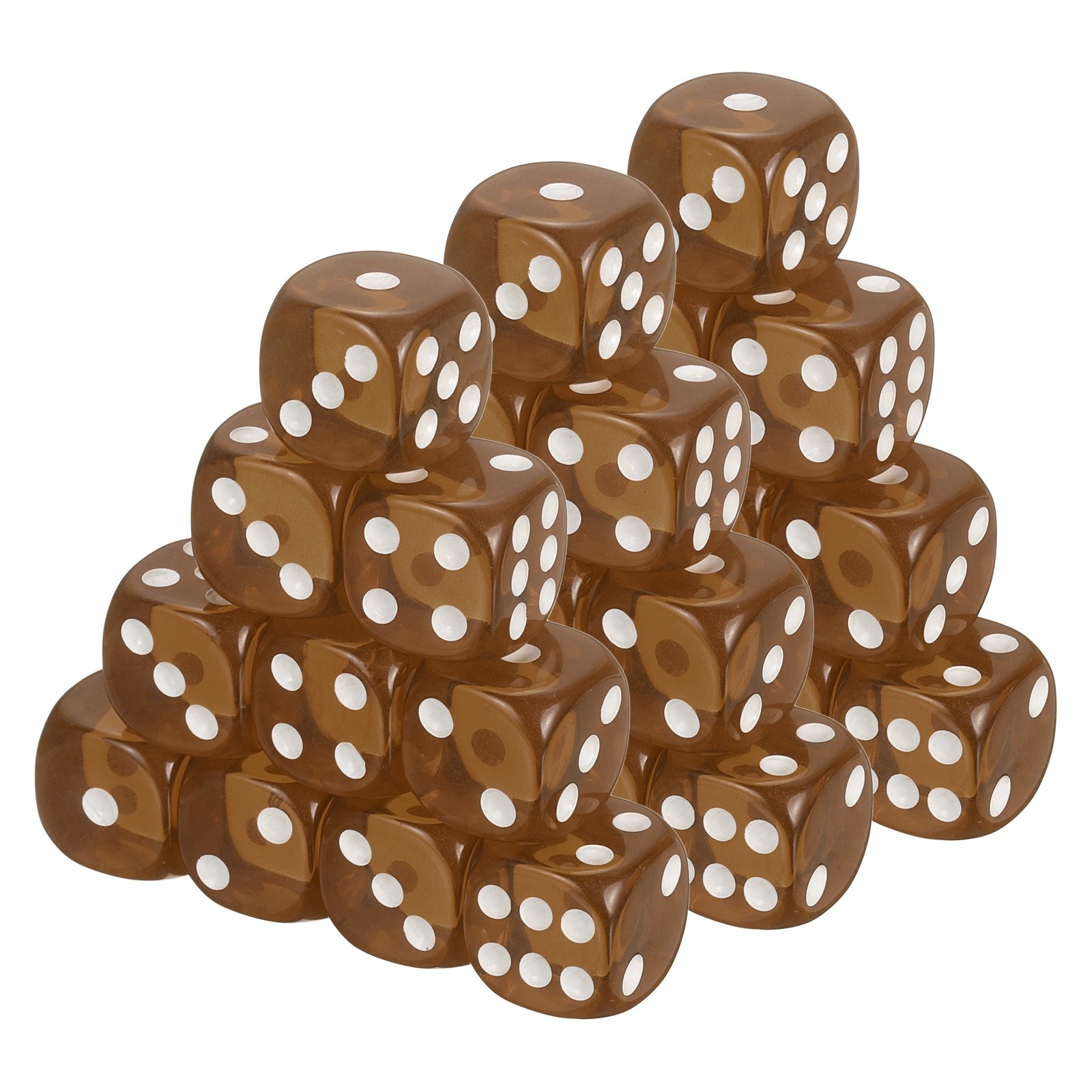 100Pcs Translucent Polyhedral Dice 16mm Square Dice W Rounded Edge, Brown