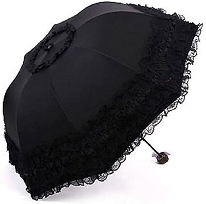 Milcraft Travel Umbrella Folding UV Resistance Princess Lace Parasol Umbrellas S