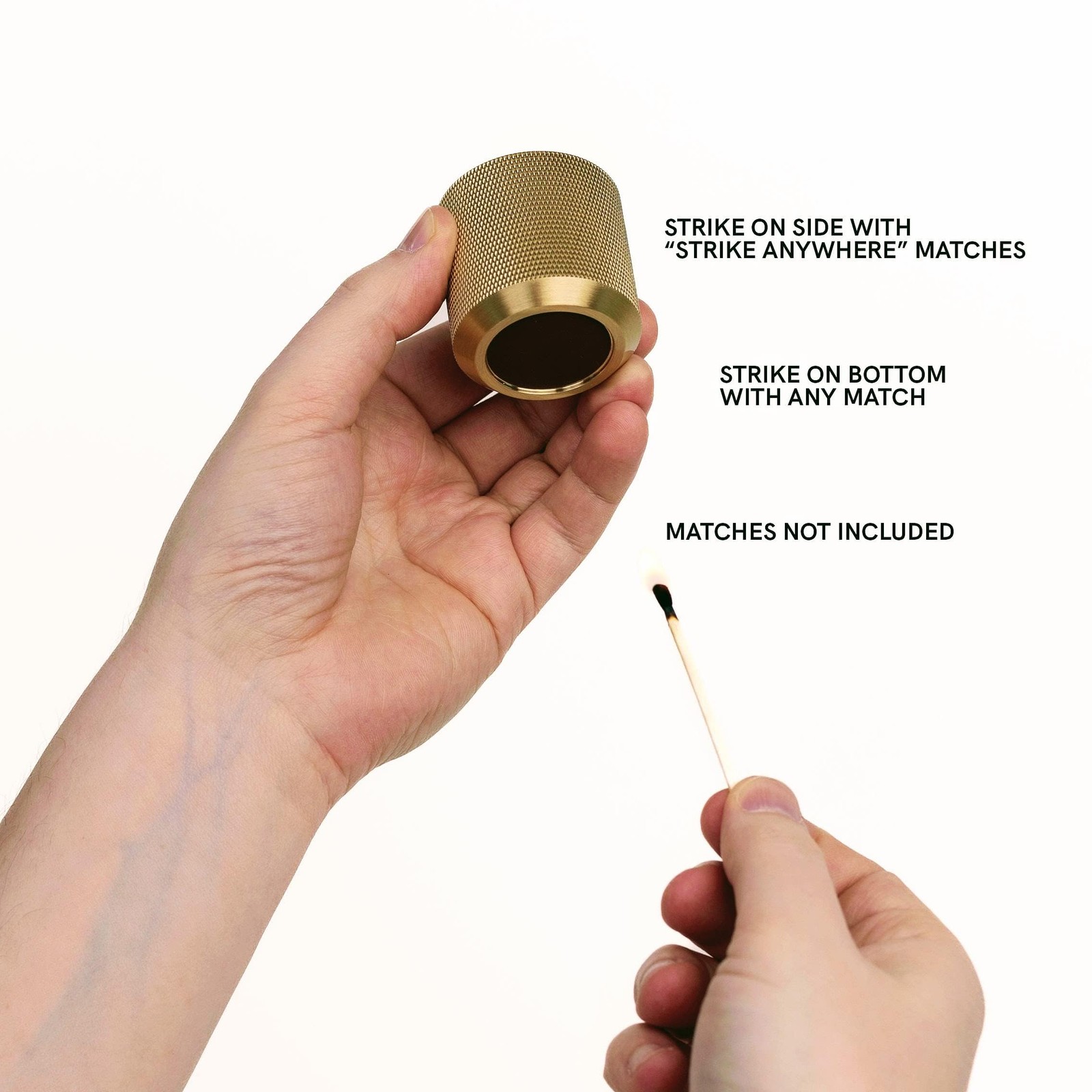 Match Holder with Striker - Bonus Incense - 100% Solid Brass Gold
