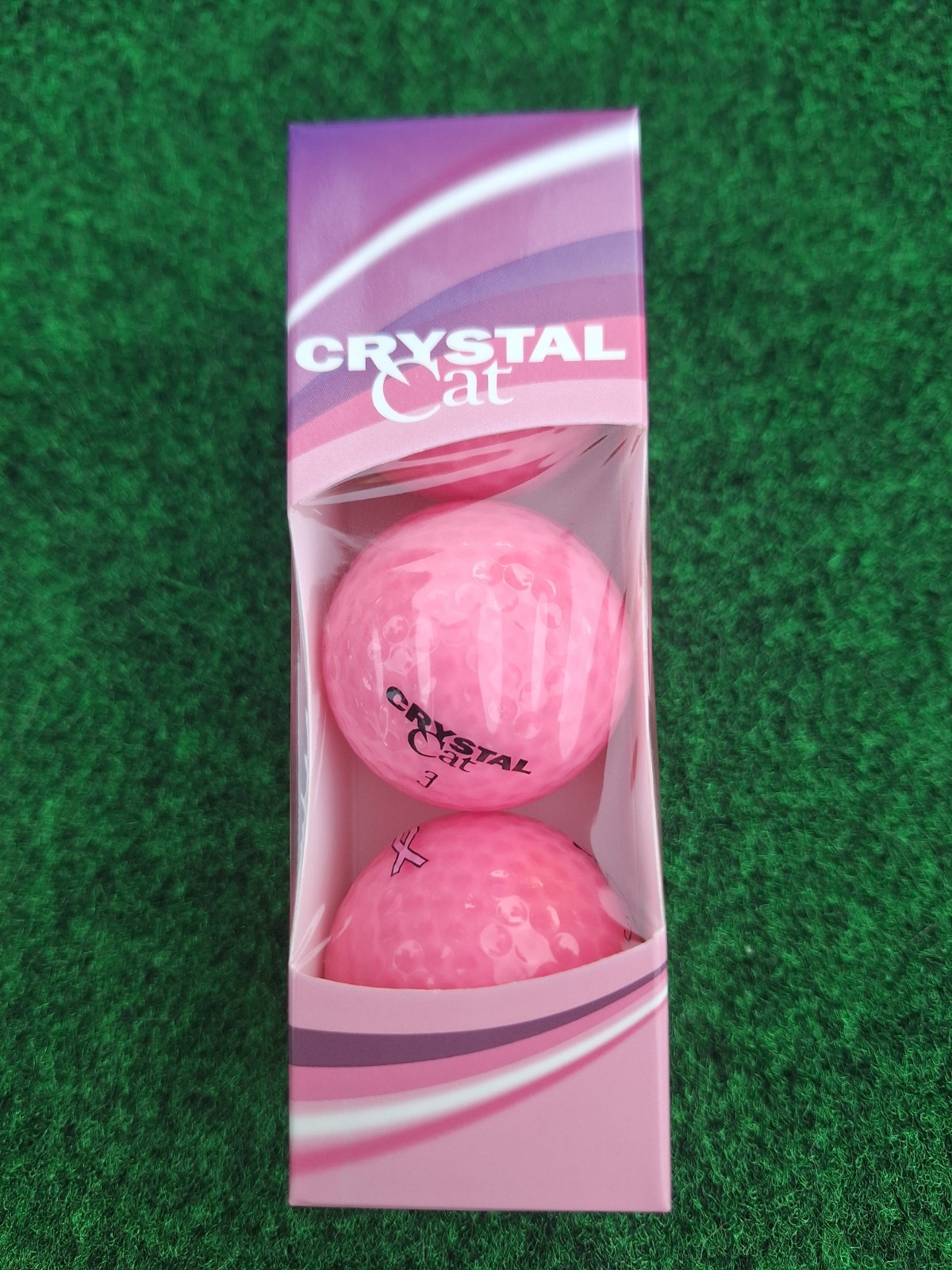 NEW Lynx Crystal Cat Pink Golf Balls – Breast Cancer Awareness Ribbon 3pk