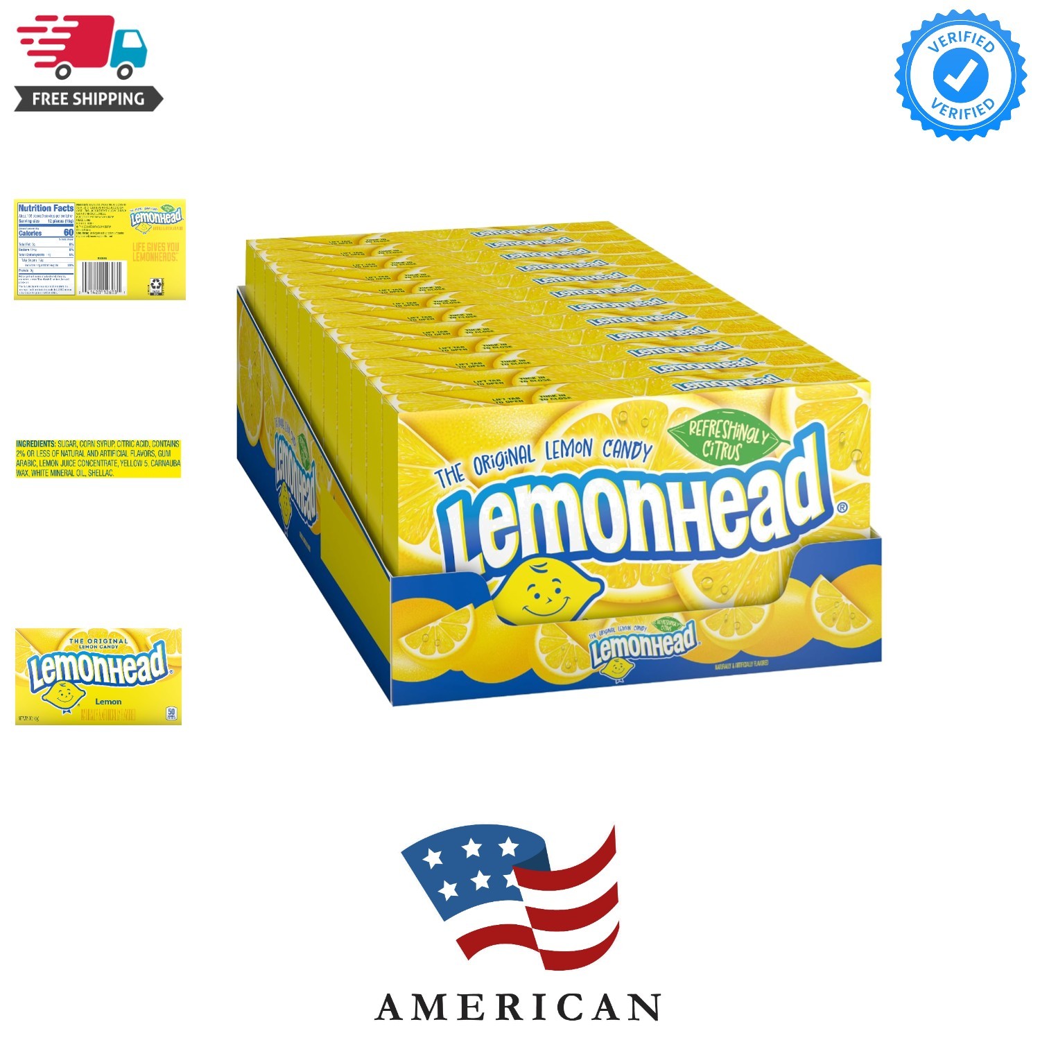 Hard Lemon Candy, 5 Ounce Movie Theater Candy Box Pack of 12