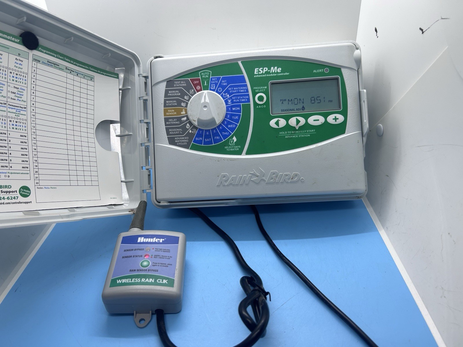 Rainbird ESP-ME Irrigation Controller W/ Power Supply 4-Zone Module & Rain Clik