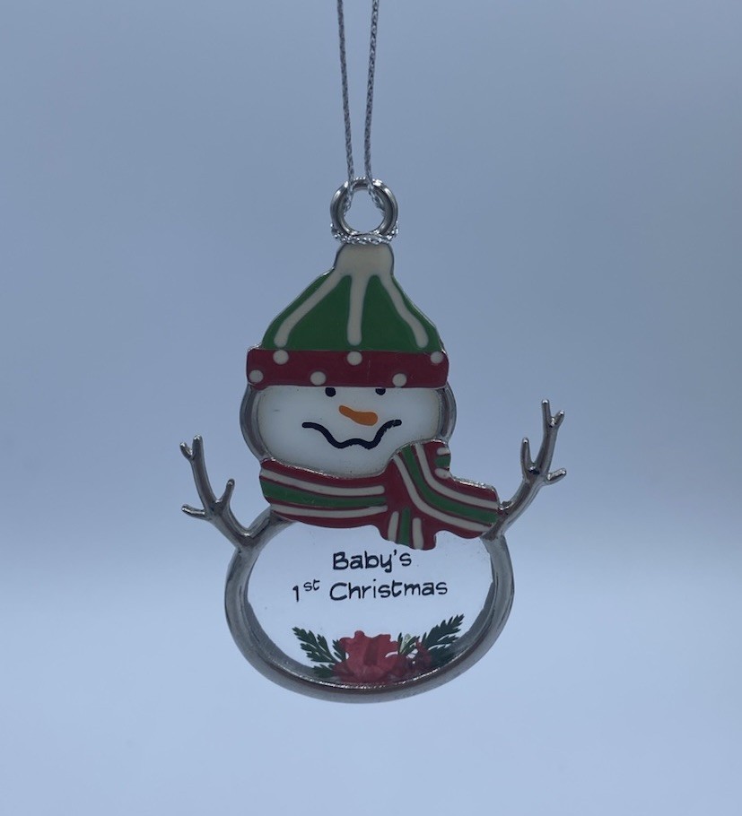 Stained Glass Sun Catcher Christmas Snowman “ Baby’s 1st Christmas “Ornament