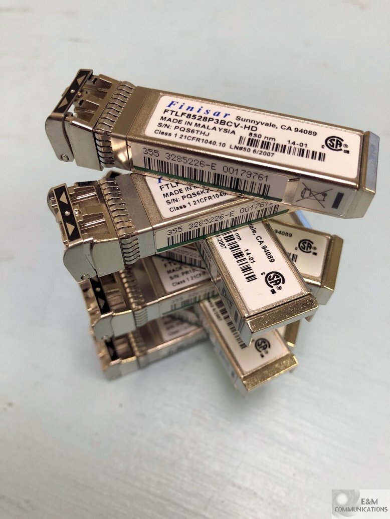 LOT OF 8 FTLF8528P3BCV-HD FINISAR 8G 850NM 150M SW SFP+ OPTICAL TRANSCEIVER