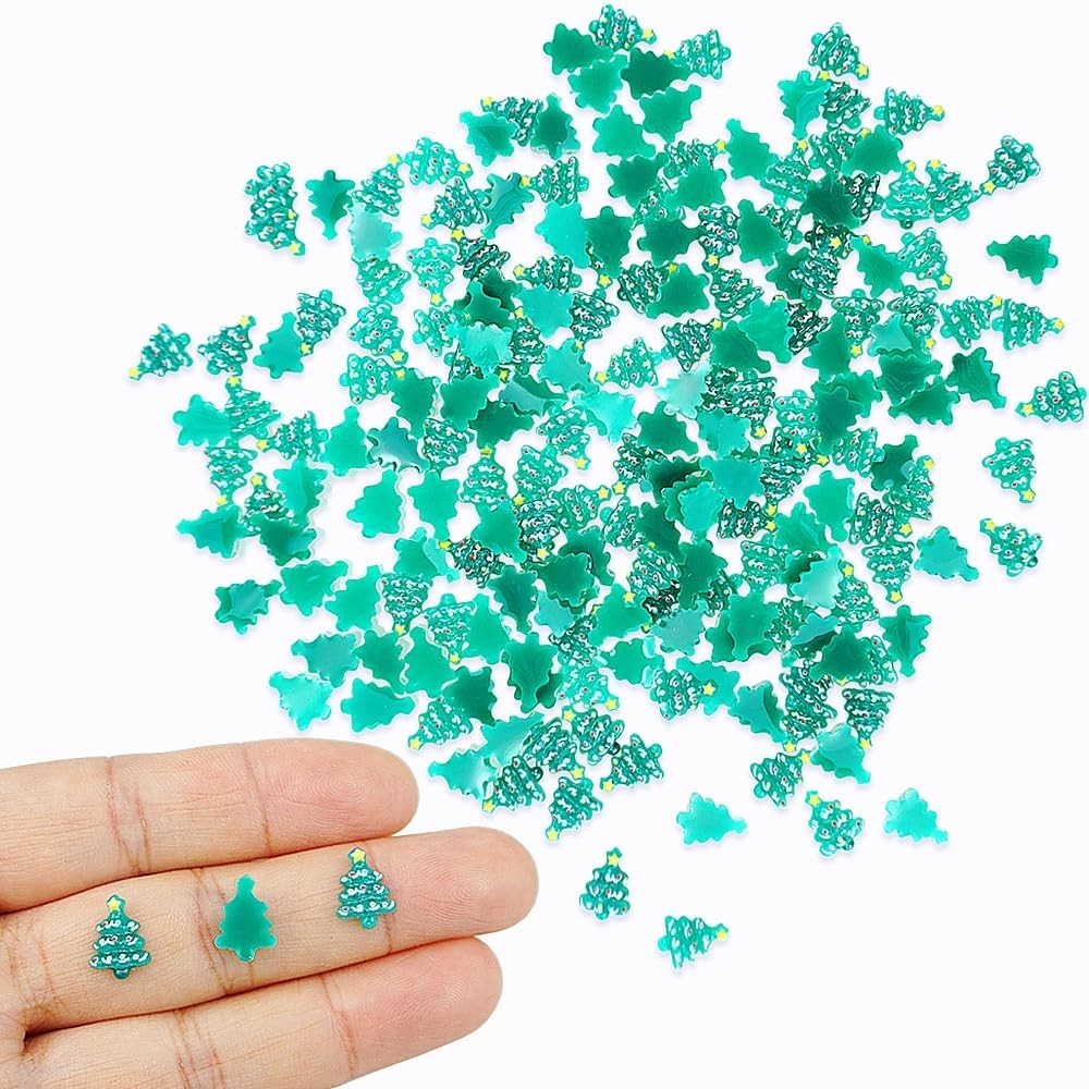 200 PCS Miniature Resin Christmas Tree Flatback Holiday Embellishments Craft