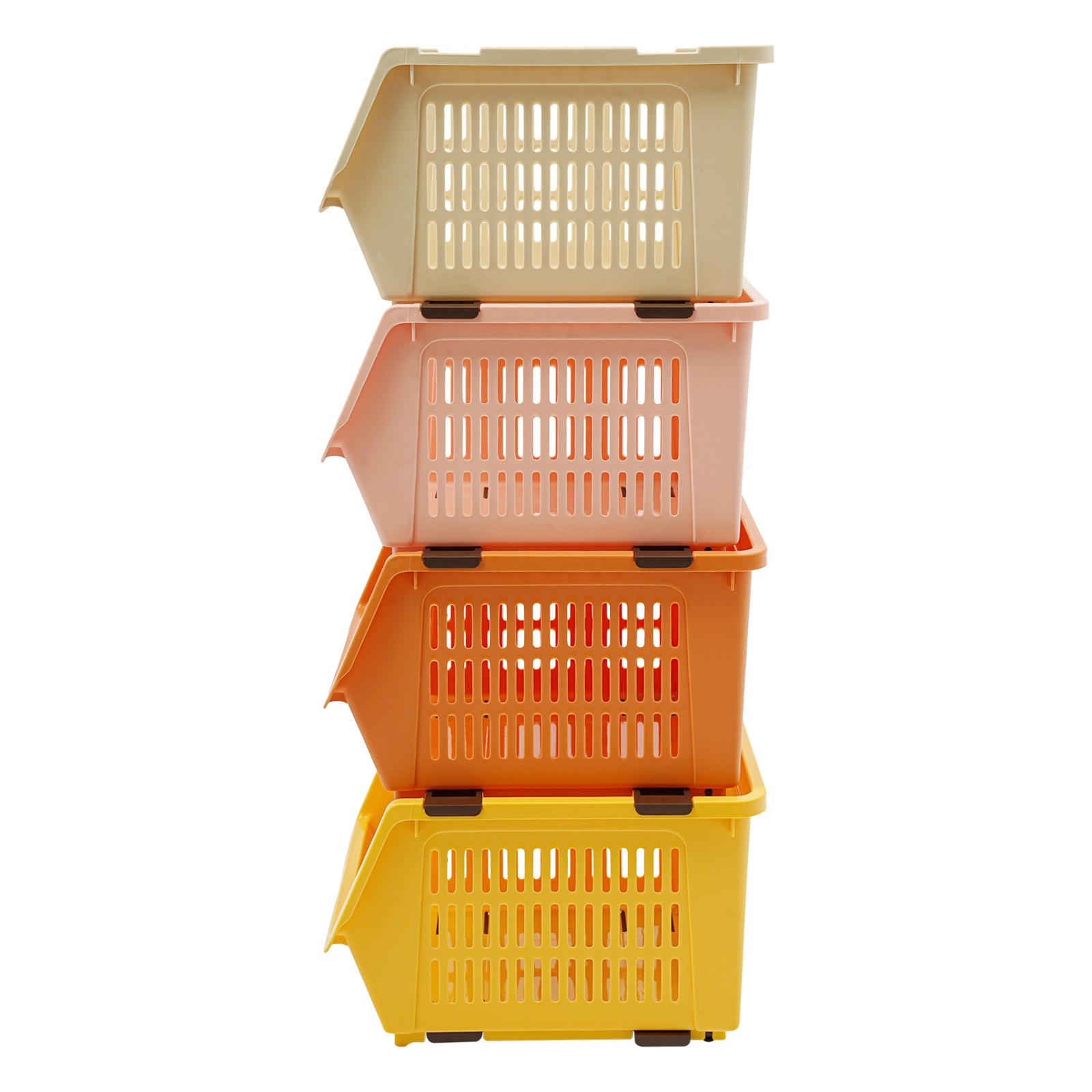 Stackable Plastic Bins - 4pc Large Plastic Organizer Box Cabinets Storage Bins