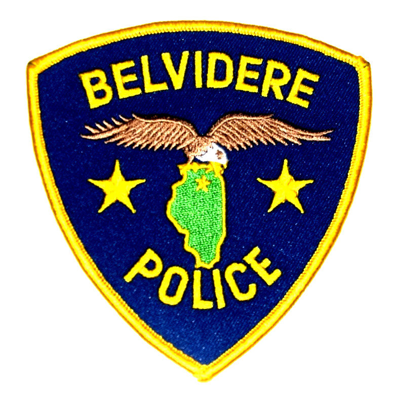 BELVIDERE ILLINOIS IL Police Patch STATE SHAPE OUTLINE CITY STAR FLYING EAGLE 2F