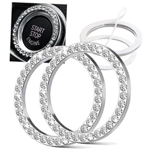 2pcs Bling Car Engine Start Button Cover Diamond Crystal Push 2Pcs Crystal