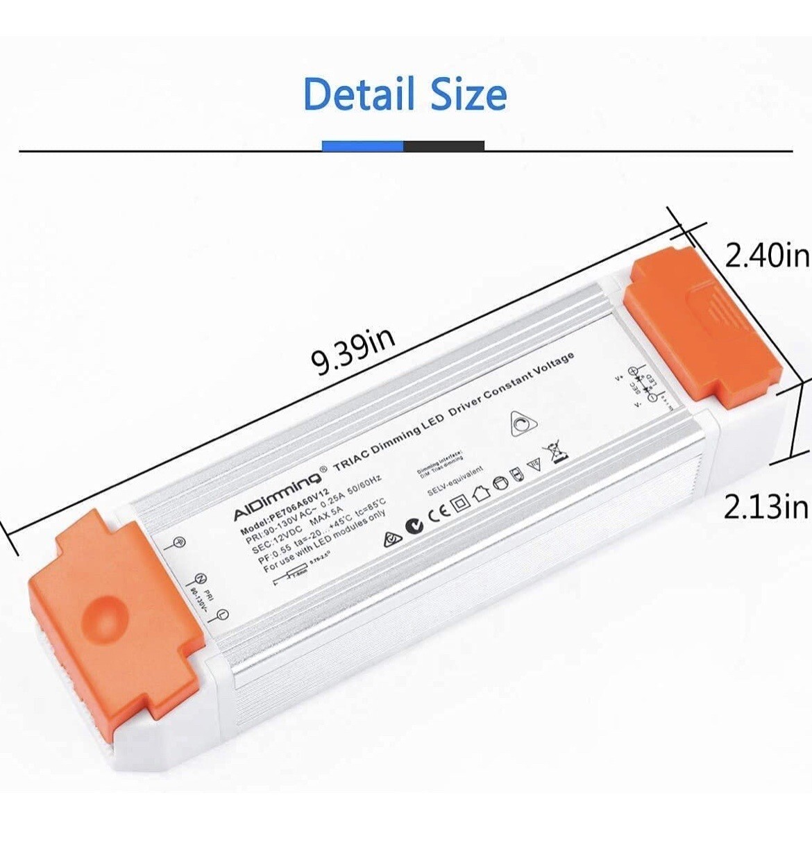 triac Led Driver 12v DC 60w quiet universal regulated Transformer Dimmable
