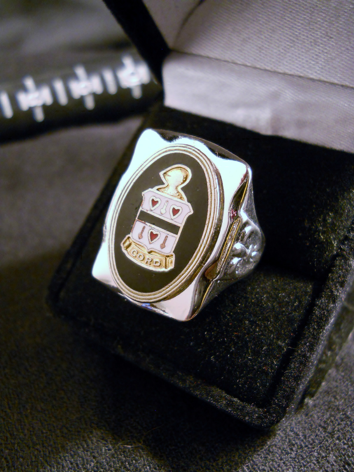 CORD MOTOR CAR 1929-32 Nickel Silver Ring Enamel Chrome Medallion Choice of Size