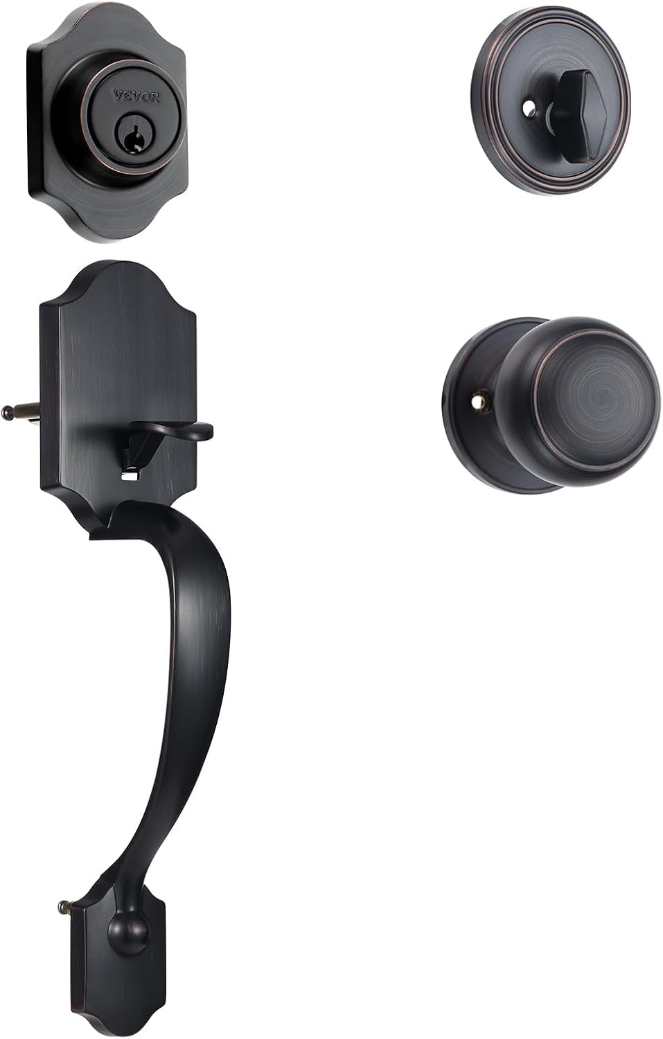 Front Door Handle and Deadbolt Set, Front Door Lock Set with Interior Knob, Adju