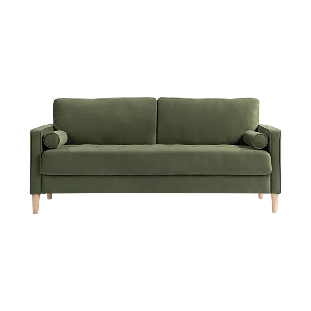 Lifestyle Solutions Jareth Stationary Sofa in Olive Fabric Upholstery