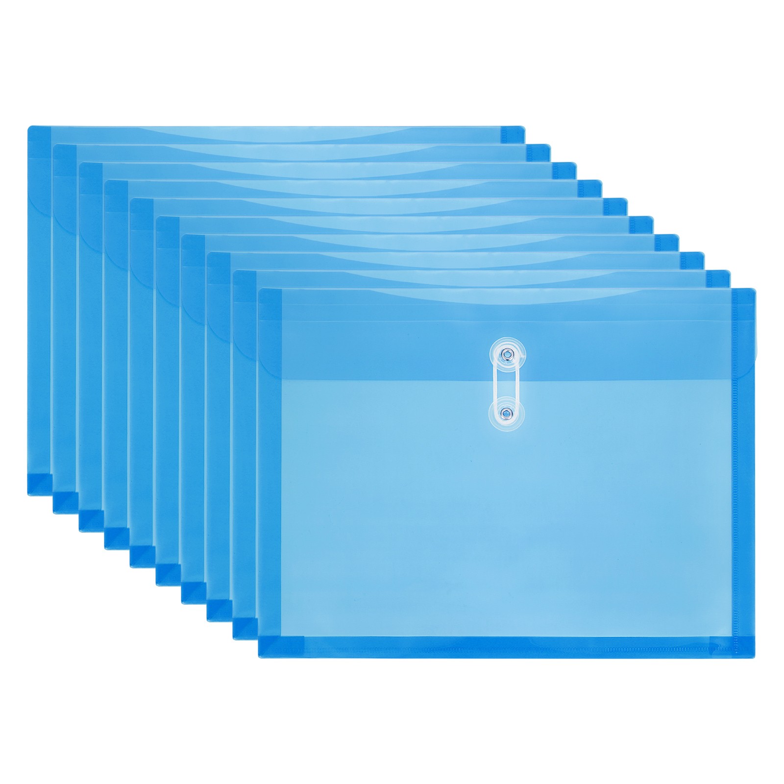 10 Pack Clear Plastic Poly Envelopes File Folders Document Envelopes Blue