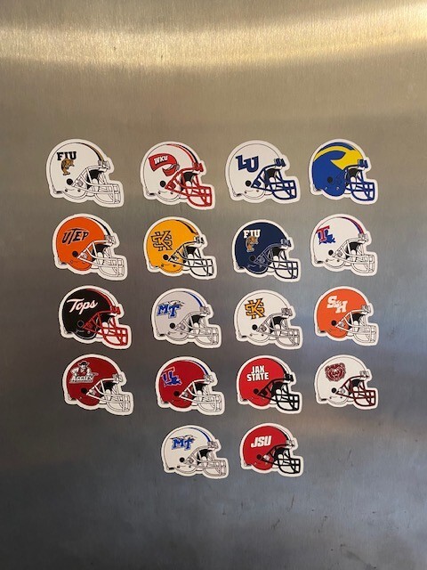 NCAA FOOTBALL HELMET SET MAGNETS - Conference USA Teams - 18 magnets
