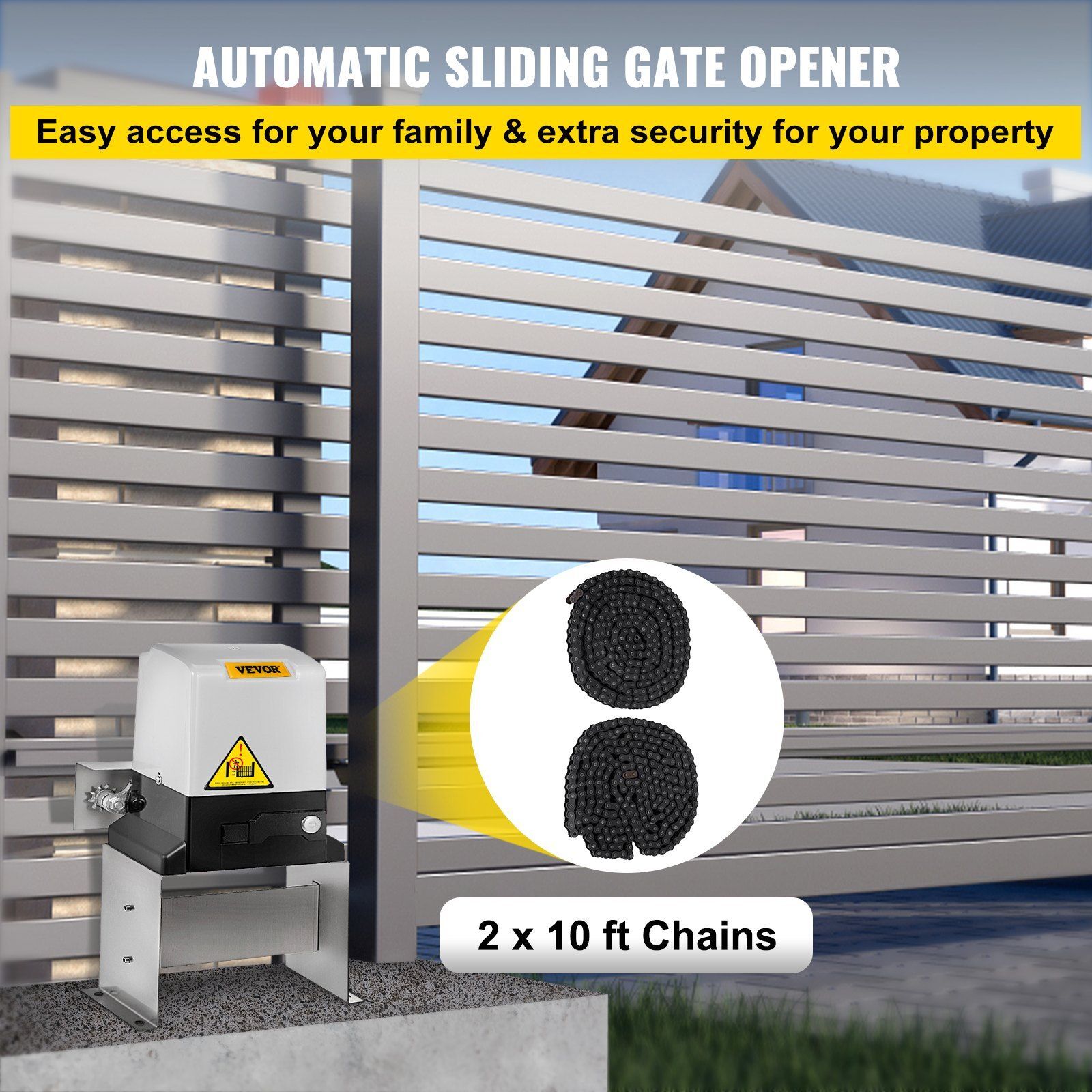 Automatic Sliding Gate Opener w/2 Remote Controls Gate Operator Hardware Kit