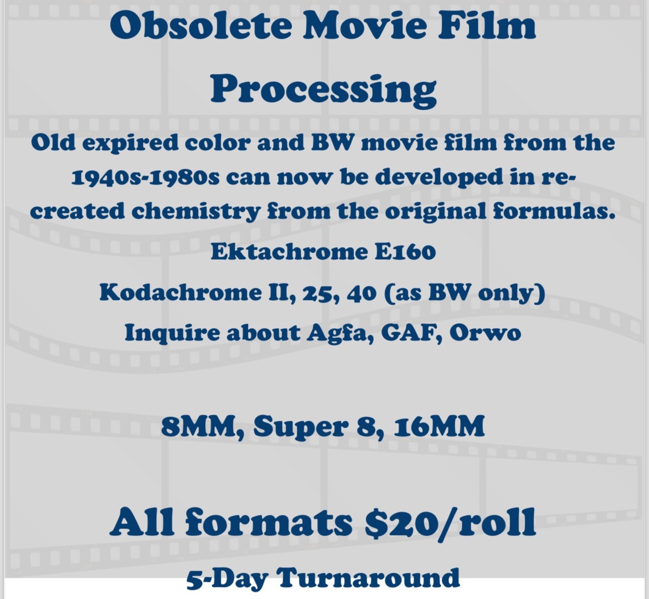 Obsolete Movie Film Developing