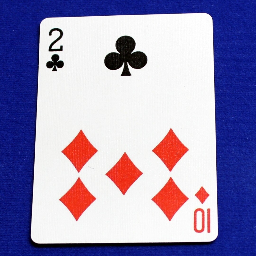 2 of Clubs / 10 Diamonds, Half Horizontal, Bicycle Printed Gaff Card, Blue