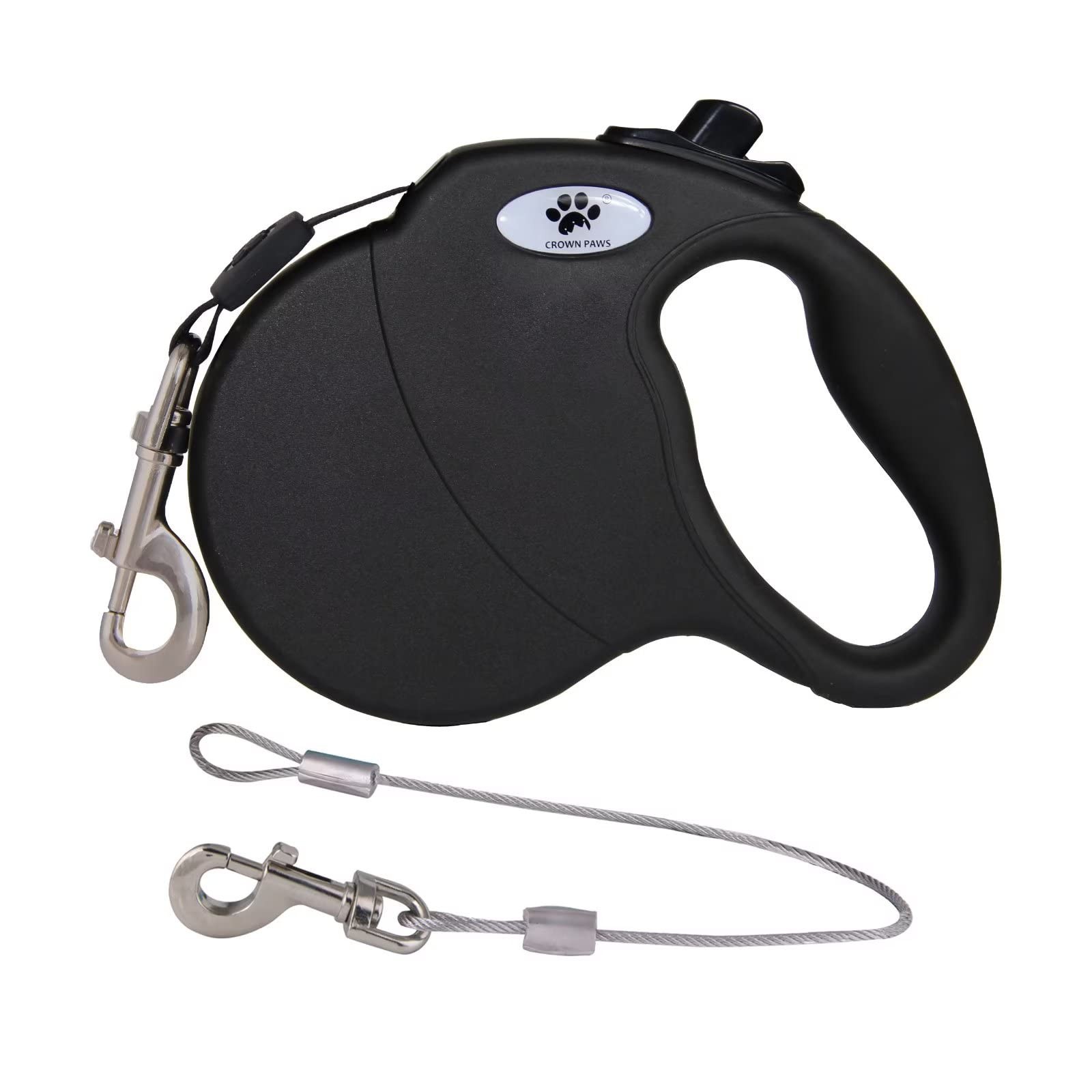 CROWN PAWS 16ft Retractable Dog Leash for Medium Breed Dogs up Medium, Black