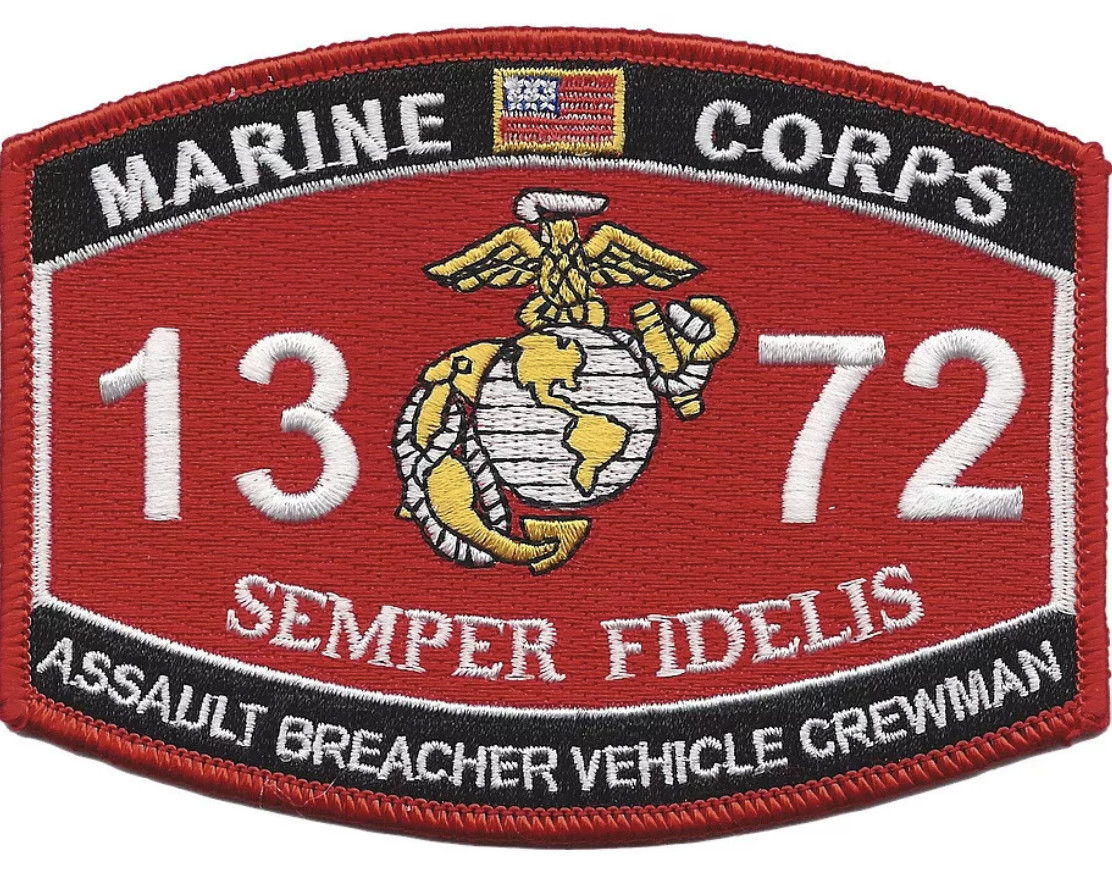 4.5" MARINE CORPS MOS 1372 ASSAULT BREACHER VEHICLE CREWMAN EMBROIDERED PATCH