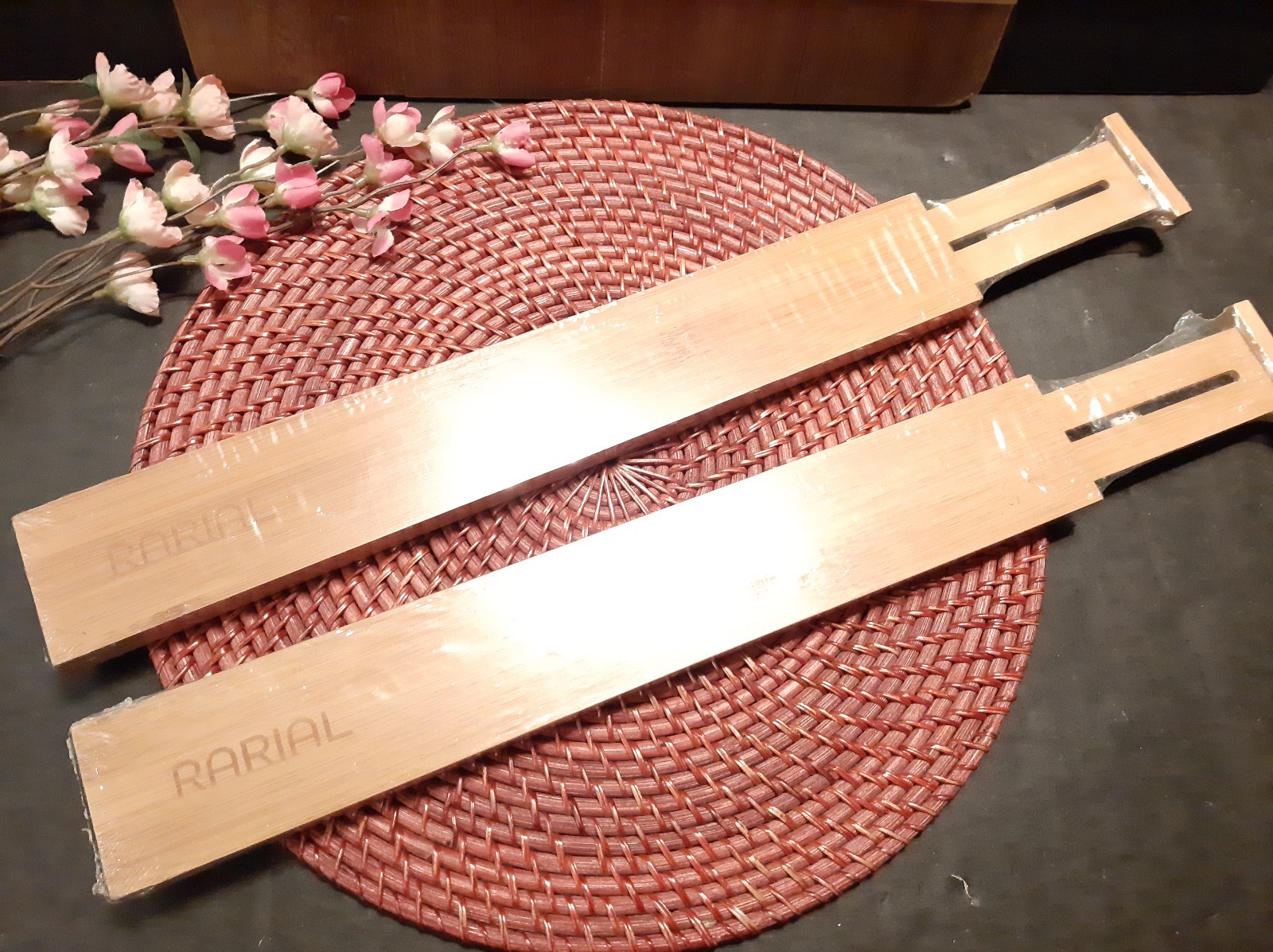 2 Pack ~  Bamboo Adjustable Drawer Dividers  / Organizer 17.5" - 22"  New